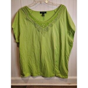 Lauren Ralph Lauren women's 3XL  green short sleeve T-shirt crocheted lace